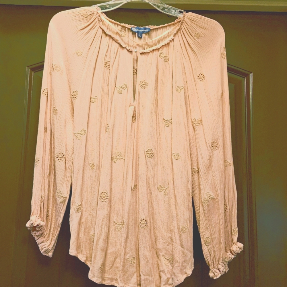Democracy Women's Embroided Top - Dusty Pink - Size Small